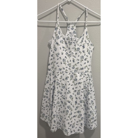 Sage Dresses & Skirts - Sage Collective Size S White/ Blue Floral Racerback Fit & Flare Active Dress